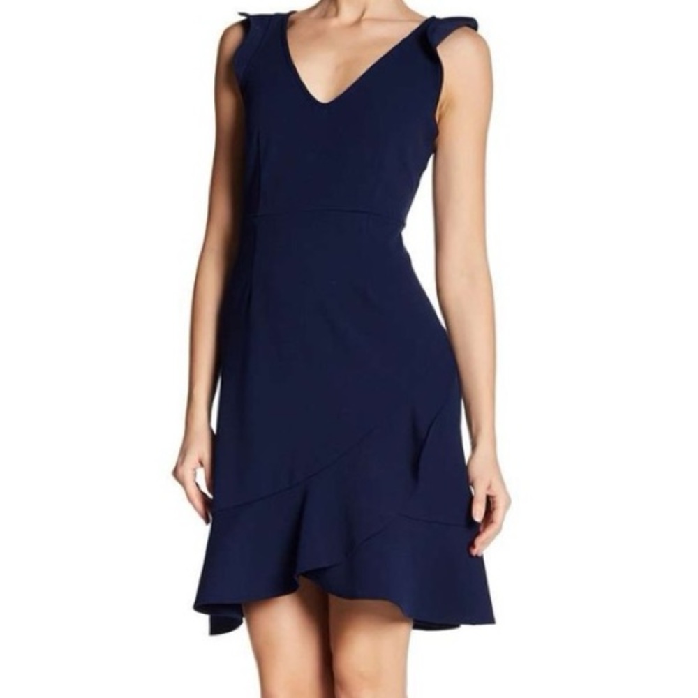 Navy Blue Ruffle Dress size Small, The Vanity Room